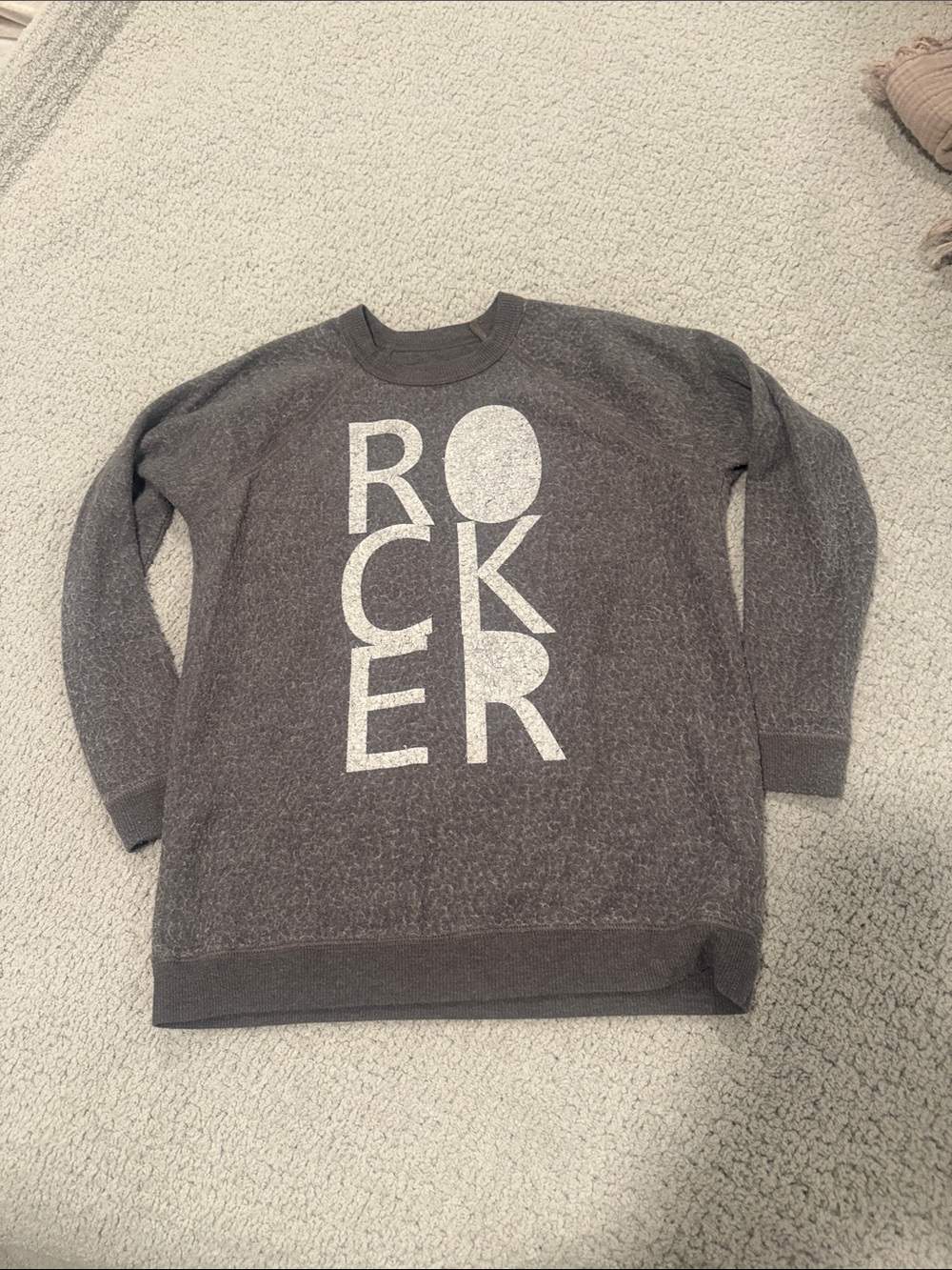 Chaser Men's Charcoal Grey Crewneck Sweater with 'ROCKER' Graphic